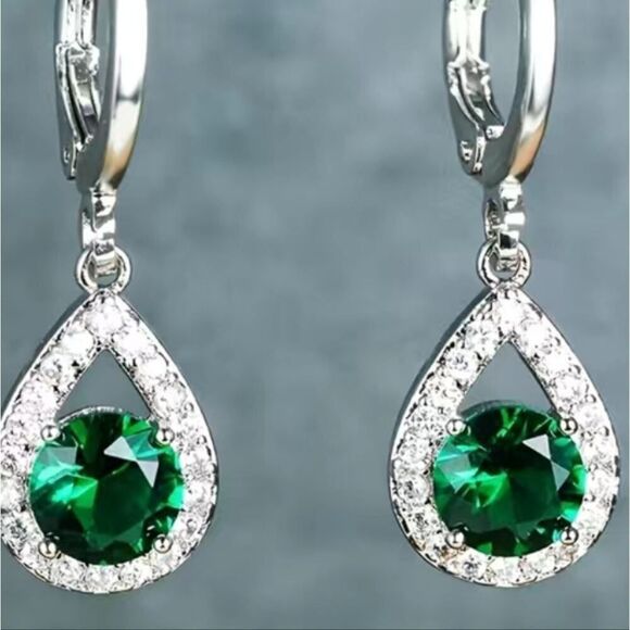 Round Sapphire Drop Earrings - Picture 5 of 5